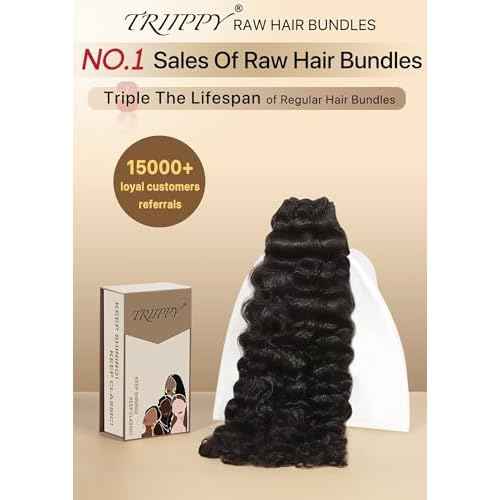 TRIIPPY Real Raw Sea Wavy Bundles Human Hair,100% Cambodian Raw Hair Sew-In Weave Single Bundle,Triple The Lifespan Over Regular Virgin Hair Bundle,No.1 Raw Hair Brand On Amazon(20 Inch)