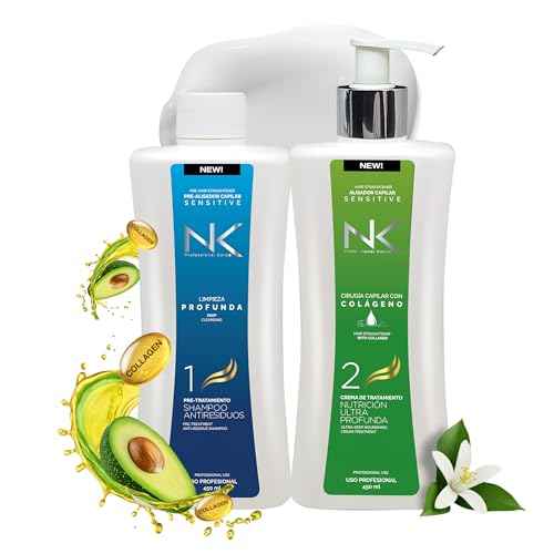 NK Keratin Sensitive Hair Straightener with Collagen, Hydrolyzed Keratin. (15oz)