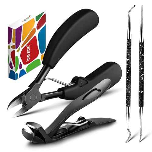 BEZOX Toenail Clippers Kit for Seniors ? The Ultimate Solution for Thick & Ingrown Toenails with Curved Head Toe Nails Clippers, Long Handle Toenails Clippers Thick Nails, Nail File & Toenail Lifter