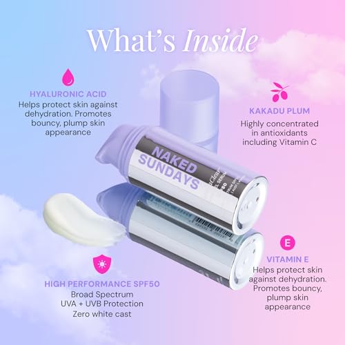 Naked Sundays CabanaClear SPF 50 Water Gel Serum ? Invisible, Lightweight & Hydrating Facial Sunscreen with Hyaluronic Acid, Oil-Free, Fragrance-Free, Broad Spectrum (For All Skin Types)