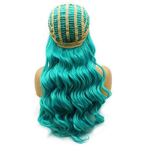 iwonawig Iewig Long Wavy Blue Synthetic Lace Front Wig Heat Resistant Fiber Hair