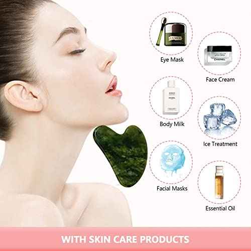 OXT Gua Sha, Premium Gua Sha Facial Tools, Guasha Tool for Face Upgraded, Guasha Natural Jade Stone (Dark Green)