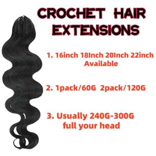 100% Human Hair Body Wave Knotless Pre-Separated Crochet Hair feather crochet human hair extensions for Women Natural Color 16 Inch 120g