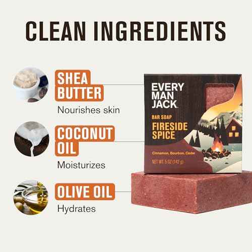 Every Man Jack Cold Processed Mens Bar Soap Variety Gift Set - Invigorating Winter Scents - Deeply Cleans, Hydrates with Naturally Derived Ingredients - 5 ounce (pack of 4)