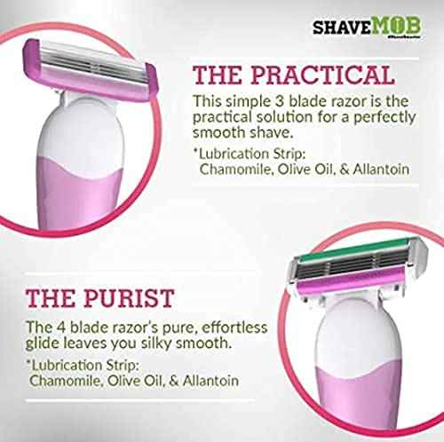 ShaveMOB 3-Blade Women's Razor Kit (Flex Head Handle + 24 Refills) - The Practical Shaving Kit