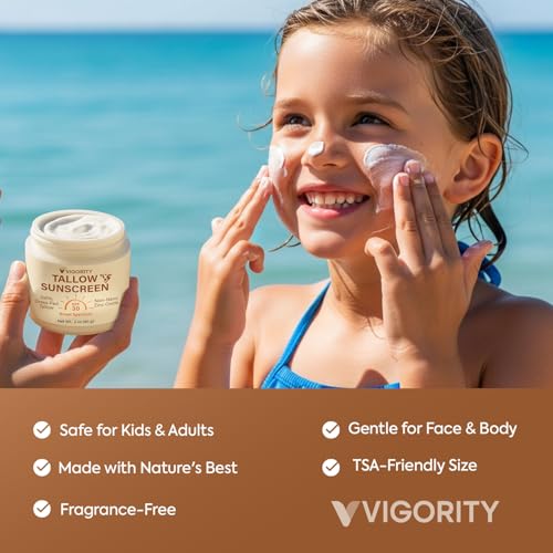 Beef Tallow Sunscreen with Clear Zinc: Non-Toxic SPF 30 Sunscreen for Face & Body, Natural Sunblock with Nourishing Tallow & Botanical Extracts (2 Fl Oz (Pack of 1))