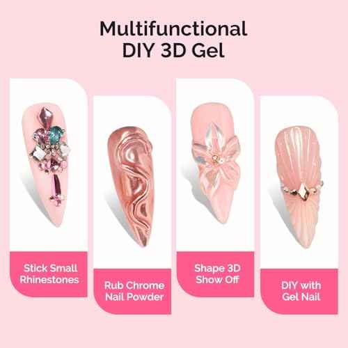 MelodySusie 3D Gel Nail Art, Clear Sculpting Gel No Wipe Nail Art Gel for Molding, Painting, Chrome Powder & Rhinestone Glue, UV/LED Cured 3D Nail Design Gel 15g