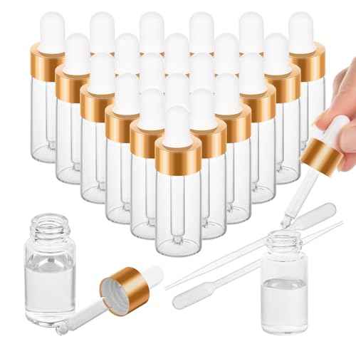 100 Pack Mini Dropper Bottle for Cuticle Oil, 10ml Small Sample Essential Oil Dropper Bottles for Travel, Clear Empty Vails for Cosmetic Perfume