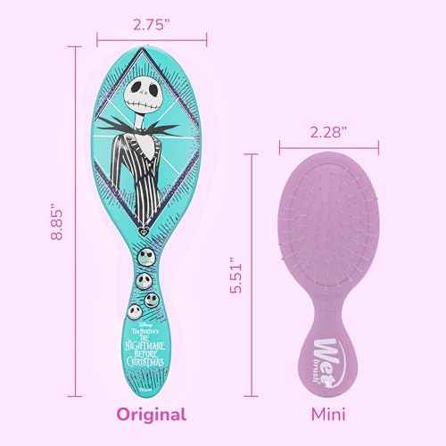 Wet Brush Detangle & Style Duo Kit, Jack Skellington (Nightmare Before Christmas) ? Holiday Gift or Stocking Stuffer, Includes Detangling Brush & Scrunchie with IntelliFlex Bristles for Wet & Dry Hair