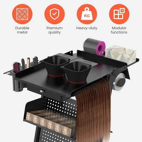 TASALON Premium Multifunctional Rolling Workstation Table with 360 Degree Mute Universal Wheel for Tattoo Work,Beauty Salon Spa Stools Service Storage Tray with Pegboard