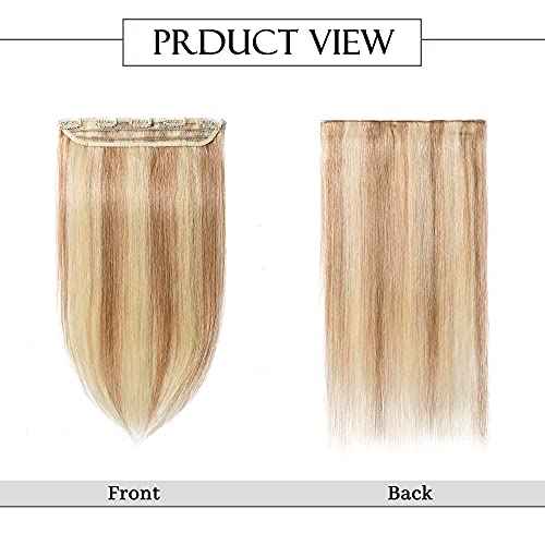 S-noilite One Piece Clip in Extensions Human Hair 5 Clips 3/4 Full Head Ash Blonde to Bleach Blonde Hair Extension for Women,One-Piece Design Clip on Hairpieces 20 Inch 95g