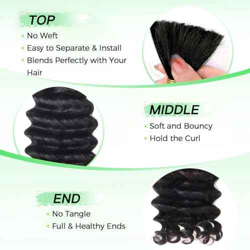 Human Braiding Hair for Boho Braids Human Hair Braid Hair 2 Bundles/Pack 100g 22 Inch Deep Wave Boho Hair Braid No Weft Curly Bulk Human Hair 12A Brazilian Virgin Hair Extensions Natural Color