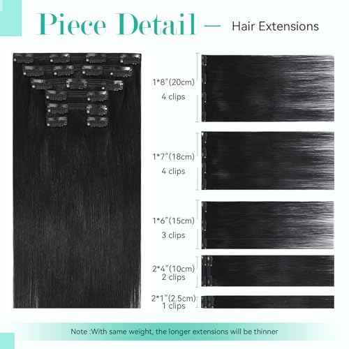 Ukira Black Hair Extensions Real Human Hair, 20 Inch 120g 7pcs Natural Black Human Hair Extensions Clip ins, Natural Soft Straight Remy Human Hair Clip in Extensions for Women