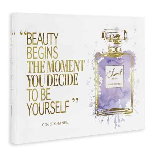 Stupell Industries Beauty Begins Designer Quote Purple Glam Perfume Bottle, Design by Amanda Greenwood