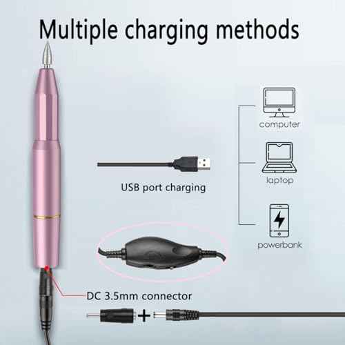 Electric Nail Drill Power Cord, Replacement USB Charger Power Cord Compatible with AIRSEE/ OVX/ Alles/ AUTENPOO/ COSITTE/ MelodySusie/ KITCCI Portable Electric Nail Drill