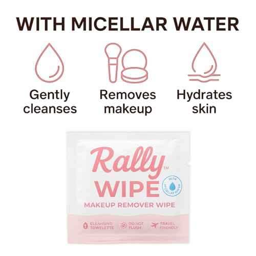 Rally Wipes ? Mess-Free Makeup Remover Wipes with Micellar Water ? Bulk Facial Cleansing Individually Wrapped for Travel, Gym, Car & Purse (150 Count)