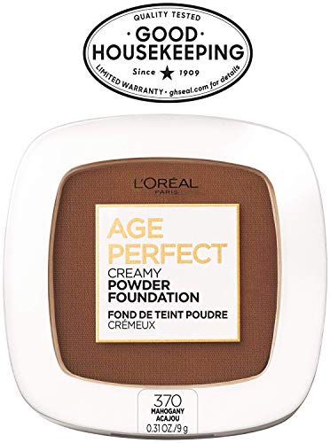 L'Oreal Paris Age Perfect Creamy Powder Foundation Compact, 370 Mahogany, 0.31 Ounce