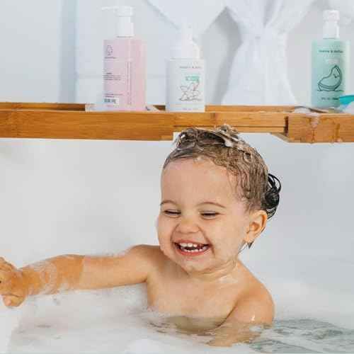 Dabble & Dollop Beachy Bundle, Natural Bubble Bath, Body Wash, Shampoo for Kids, Paraben & Sulfate Free, Vegan, Gluten-Free, Tear-Free, Honeydew Melon, Vanilla & Coconut (Set of 3)