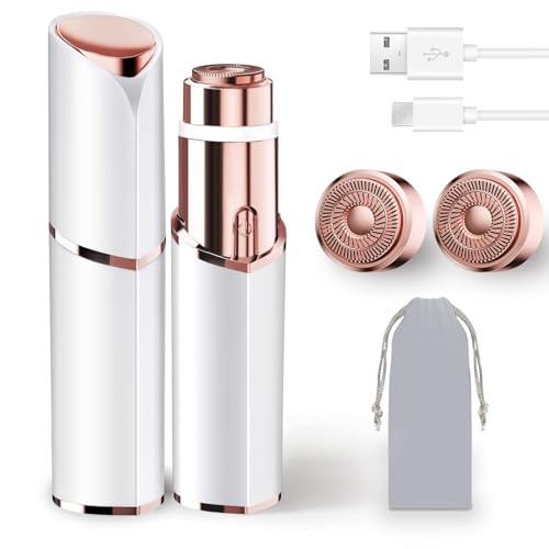Facial Hair Removal for Women, Portable Lady Shaver, Rechargeable Painless Hair Remover for Face, Upper Lips, Chin, Peach Fuzz
