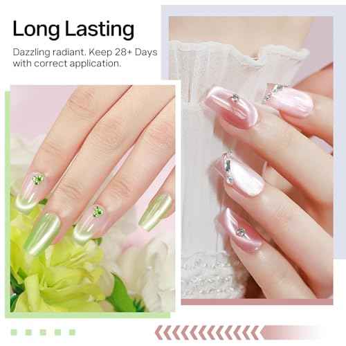MIZHSE Cat Eye Gel Nail Polish 20 Colors, Ceramic Magnetic Gel Polish Set with Magnet Stick, Trendy Colors Cateye Effect Soak Off Nail Art Salon Home DIY Gift for Women