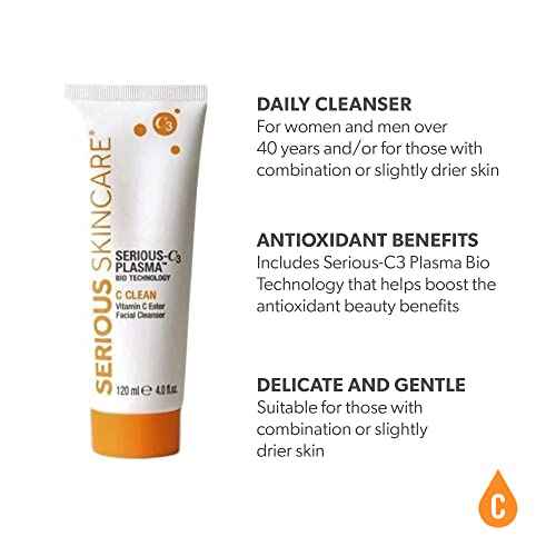 Serious Skincare Hydrating C Clean Facial Cleanser, Gentle Face Wash with Vitamin C and E, Hydrolyzed Collagen, Botanical Extracts, 12 oz.(1) and 4 oz.(1)