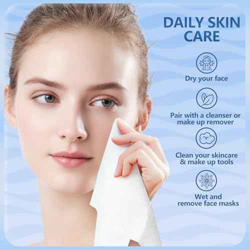 Disposable Face Towels, 12"¡¿12" Extra Large Face Towelettes, Ultra Soft Facial Towels for Sensitive Skin, Makeup Remover Dry Wipes, 110 Count (2 Packs of 55)