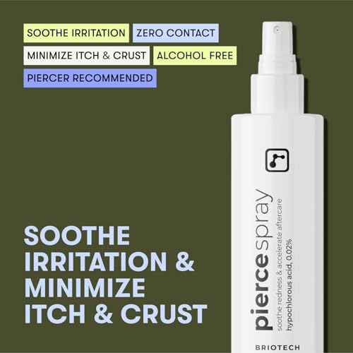 BRIOTECH Pierce Spray, Hypochlorous Acid, Gentle Piercing Aftercare, Calm Redness & Itch, Reduce Bumps, HOCl Saline Spray, Contact Free, No Rinse, Alcohol Free, 4 fl oz (2 Pack)