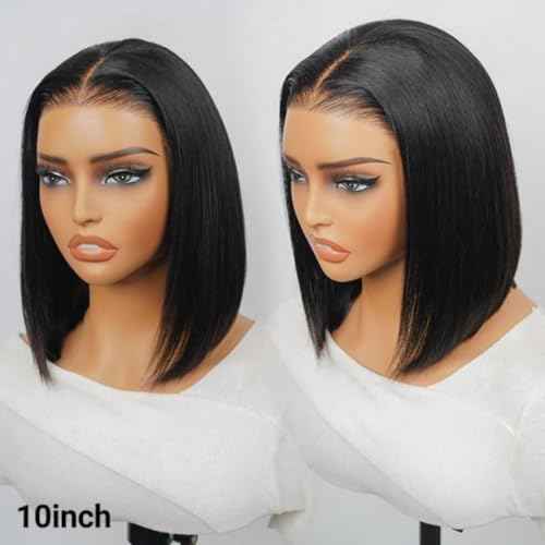 west kiss Pre Cut Straight Bob Wig Human Hair Ready to Wear 4x7 Closure Bob Wig Pre Cut & Pre Bleached Human Hair Wigs With Adjustable Straps for Easy Installation 10 Inch