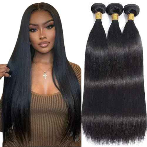 12A Straight Bundles Human Hair 24 26 28 Inch 3 Bundles Human Hair Straight Human Hair Bundles 100% Unprocessed Brazilian Virgin Human Hair Extension