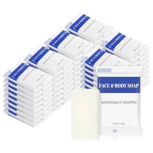 Travel Size Bars Soap in Bulk, Individually Wrapped Mini Small Body Hand and Face Soaps Toiletries Amenities for Hotel, Shelter/Homeless/Nursing Home/Charity/Motel/Guest Bathroom 0.88 oz (60 Pack)