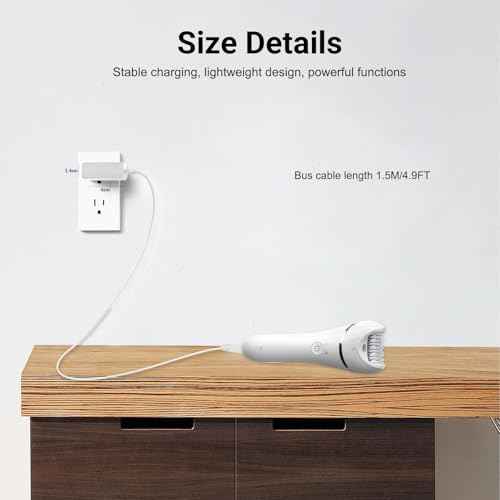 Charger Compatible with Philips Epilator Wet & Dry Series 8000 BRE700/04 BRE720/14 BRE740/14 Shaver and Trimmer for Women Replacement Power Adapter 15V Charging Cord Cable White