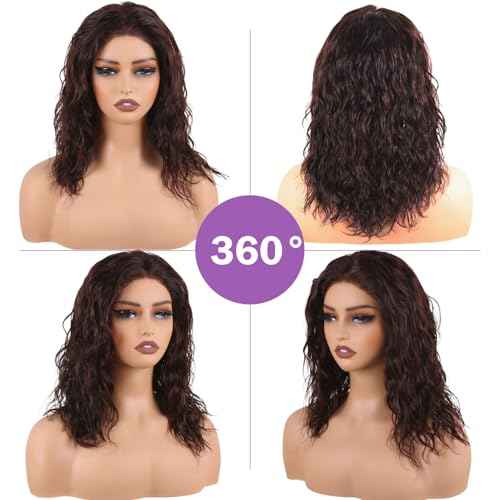 Loose Water Wave Lace Front Wigs Human Hair Wear and Go Glueless Wigs Human Hair Pre Plucked Pre Cut 13x4 Lace Front Wig with Baby Hair Natural Dark Brown 16 Inch