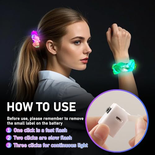 8 PCS Light up Scrunchies for Girls, Glow in the Dark Party Supplies, 3 Glow Mode Satin Scrunchy, LED Hair Accessories for Birthday Party, Rave Party, Festival & Sleepover Party