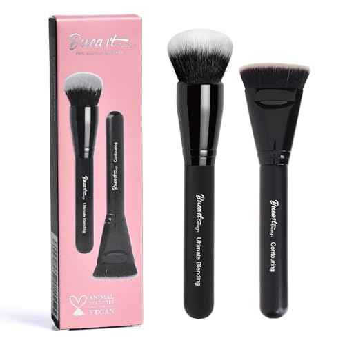Bueart Design Ultimate Blending Foundation Brush with Large Flat Top Contouring Brush Perfect for using with pressed or loose bronzer powder, liquids, and creams,M10