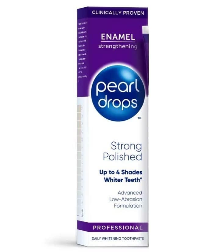 Pearl Drops Strong White Toothpaste, Polished Mint Flavour, Clinically Proven Whitening, Low Abrasion, Daily Use Formula, 75ml