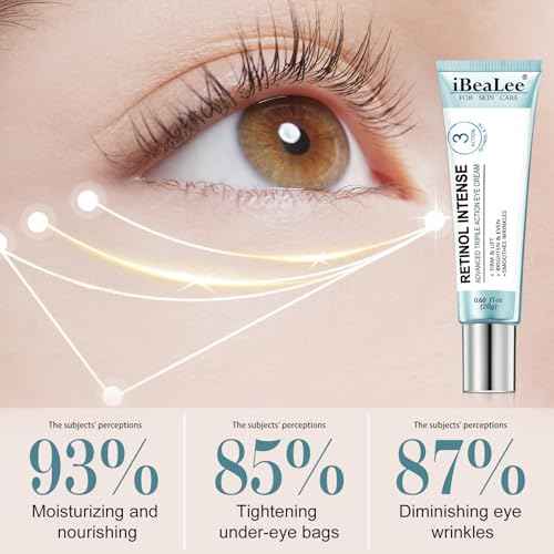 Temporary Tightener Eye Cream-Instantly Reduces Under-Eye Bags, Dark Circles&Wrinkles, Anti-Aging with Retinol&Hyaluronic Acid,Under Eye Care Creams Suit Women Men Firm Smooth firming Non-Greasy-IIII