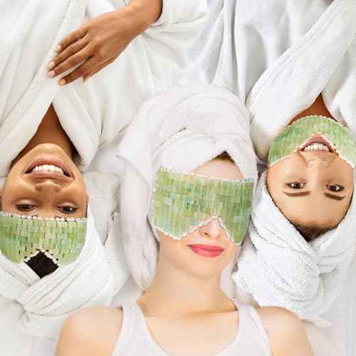 Jade Eye Mask 2pcs - Facial Cooling Mask with 100% Real Jade for Hot & Cold Therapy to Reduce Wrinkles, Puffiness, Migraines, and Anti-Aging