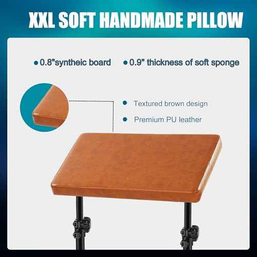 POARMEEY XXL Tattoo Arm Rest Stand Professional Tattoo Armrest with Large Soft Pillow and Adjustable Hight Angle for Studio