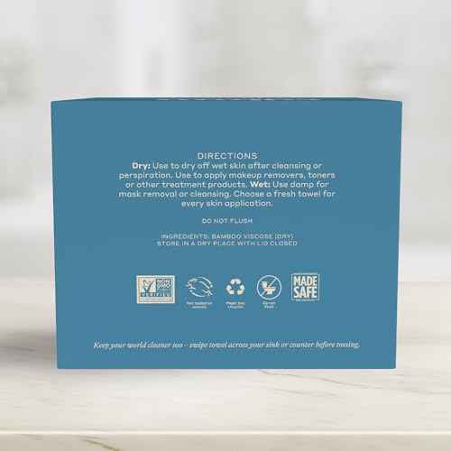 Caboo Bamboo Disposable Face Towels ? 50 Soft, Lint-Free Towels (10x11.5¡±) | Biodegradable, Eco-Friendly & Extra Large | Gentle Alternative to Makeup Wipes or Washcloths