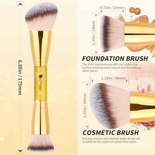DUcare Makeup Brushes 2Pcs Double Ended Foundation Contour Bronzer Setting Powder and Blush Brush ideal for cream or powder