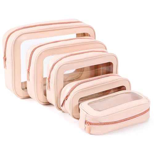 5PCS Clear Toiletry Bag,TSA Approved Travel Makeup Pouch with Zipper for Cosmetics and Toiletries£¬Diaper Bag Organizer Pouch Set£¬Women's Purse Organizer and Clear Car Bag