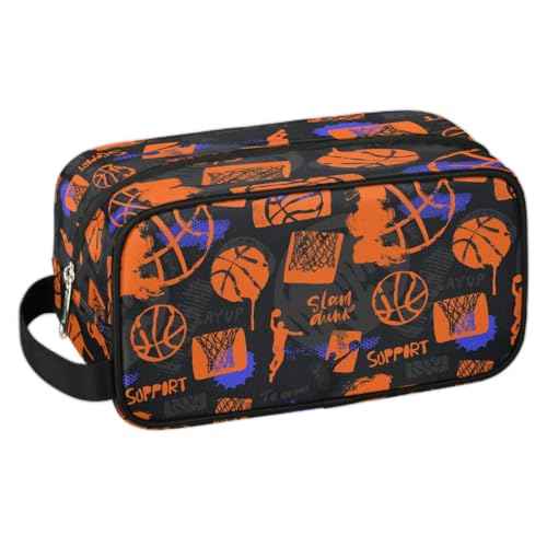 Travel Toiletry Bag for Boys Kids, Basketball Waterproof Hanging Dopp Kit for Men, Shaving Bag with Large Capacity for Travel, Sports, Shower