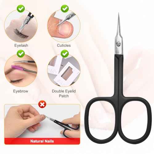 CGBE Cuticle Scissors Extra Fine Curved Blade, Super Slim Manicure Scissors for Cuticles Professional Small Scissors with Precise Pointed Tip Grooming Blades, Eyebrow, Eyelash, and Dry Skin - Black