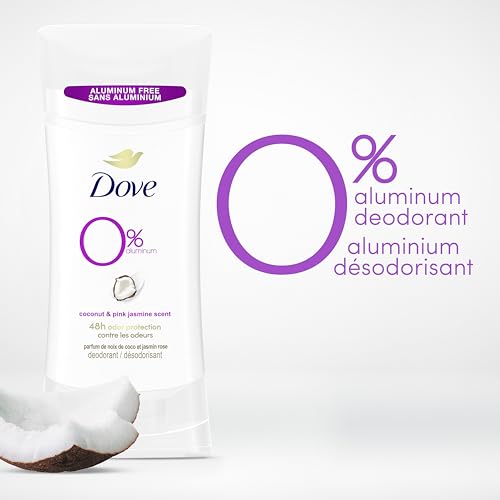 Dove 0% Aluminum Deodorant Stick Cotton Flower & Sandalwood 3 count for 48-Hour Odor Protection Aluminum Free Deodorant 2.6 oz