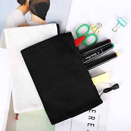 12 Pack DIY Craft Cotton Canvas Bag, Multi-Purpose Cosmetic Bag Makeup Pouches with Zipper Travel Toiletry Bag (XS, white)