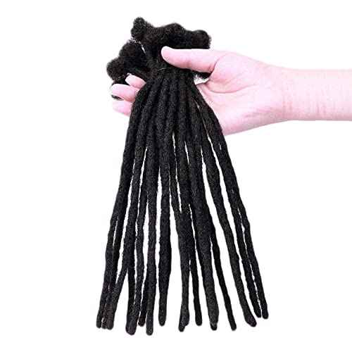 0.4cm Thickness 100% Human Hair Dreadlock Extensions 10 Inch 60 Strands Full Handmade Can be Dyed and Bleached Permanent Loc Extensions Human Hair Natural Black
