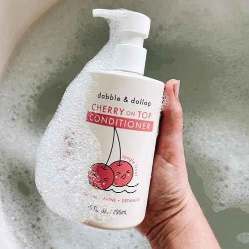 Dabble & Dollop Cherry on Top Conditioner - Natural Shine & Detangler for Kids, Paraben & Sulfate Free, Vegan, Gluten-free, Tear-Free (10oz, Pack of 2)