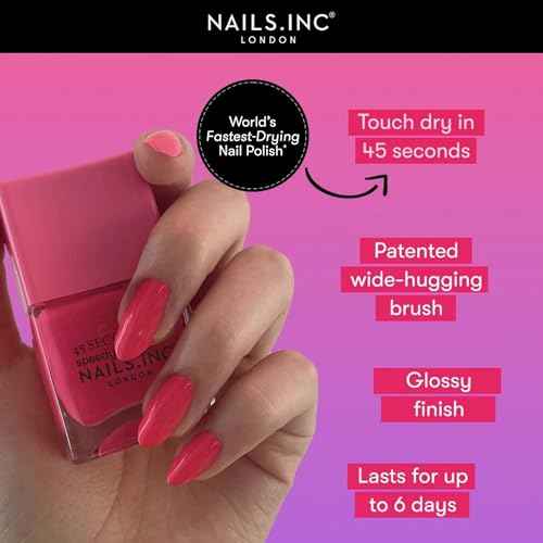 Nails Inc 45 Second Speedy Gloss, Chelsea, Dark Brown, Glossy, No Chip, Long Lasting, Quick Dry, Air Dry, Professional Manicures & Pedicures, Fingernails & Toenails, Vegan Nail Polish, 0.47 Fl Oz