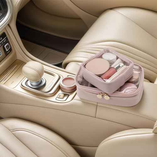 Pocmimut Makeup Bag,Mini Makeup Bag Cute Pouch Purse Organizer Travel Essentials,Clear Makeup Pouch for Car Accessories for Women,Pink