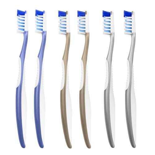 Soft Toothbrushes for Adults, Soft Rounded Bristles, Built in Gum Stimulators, 6 Count